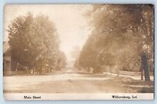 Williamsburg Indiana IN Postcard RPPC Photo Main Street Trees 1910 Antique picture