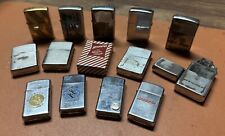 Lot Of Vintage Zippo Lighters And Candy Stripe Box picture
