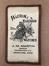 WALTHAM RAILROAD WATCHES Martin Jeweler PRR Crestline Oh Celluloid Card Holder picture