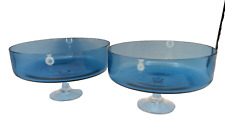 VTG Hand Blown Blue Glass Compote Footed Dish Fruit Bowls Small 5