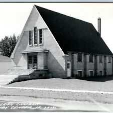 c1950s Grundy Center, IA RPPC Lutheran Church Photo Postcard Cinder Block A103 picture