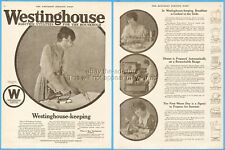 1918 Westinghouse Electric Ad Pittsburgh PA Iron Toaster Fan Kitchen Range Stove picture