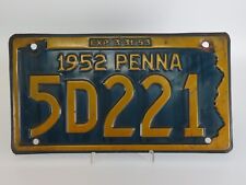 1952 Pennsylvania PA Car License Plate #5D221 picture