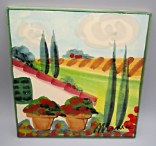 FORTINI~Hand Painted Italian Countryside Outdoor View Tile Trivet ~ Italy picture