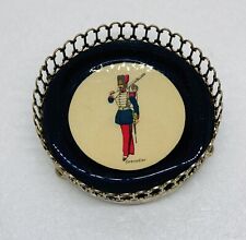 Rare “Grenadier” French Soldier Metal Frame Ceramic Drinking Coaster Art Decor 6 picture