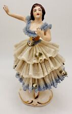 Vintage Dresden Lace Ballerina Pretty Lady Dancer Figurine Figure Floral 5.5” picture