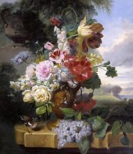 Art Oil painting John-Wainwright-Flower-piece spring plants in landscape picture