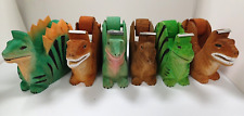 Lot of 6 Unique Wood Carved Dinosaur Tape Dispensers - Desk Accessories - NEW picture