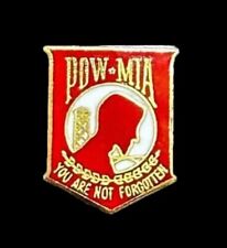 Small 1/2” POW MIA Pin -New- Red / Gold -  picture
