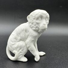 Vintage White Monkey Figurine - Porcelain Bisque Matte Sitting G 3