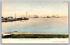 Vintage Massachusetts Postcard - Coasting Vessels  Windbound off  Hyannis picture