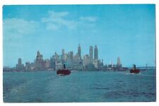 New York City Lower Manhattan Skyline c1950's State Island Ferry, skyscraper picture