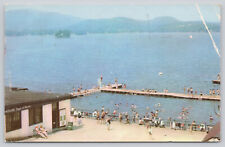 Postcard Public Bathing Beach Pontoosuc Lake Berkshires Pittsfield MA (868) picture
