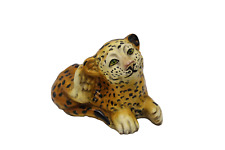 Vintage Yellow Majolica Leopard Cub Statue picture
