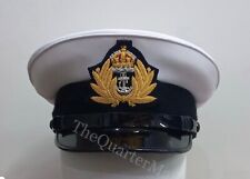 RN Royal Navy officer cap white Cotton Twill Top with RN Kings's III Crown Badge picture