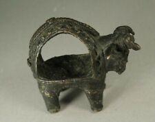 Antique Art Nouveau Bronze Congo Pin Holder Africa Bull Figure picture