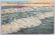 Vintage Linen Postcard What are the Wild Waves Saying @ Atlantic City New Jersey picture