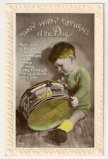 World War II era Birthday Postcard - Little Boy + Drum picture