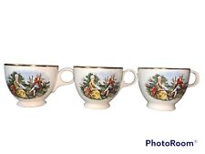 Vintage set of 3 Colonial Courting Couple Footed Demitasse Cups picture