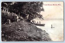 c1910's Lake Keesus Tourists Boating Bathing Merton Wisconsin WI Posted Postcard picture