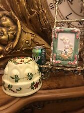 Lot of 2 Jello Molds. Both Hand Painted. One with Floral and one with Bunny. G2. picture