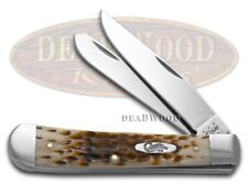 Case xx Knives Trapper Jigged Amber Bone Handle Stainless Pocket Knife 00164 picture