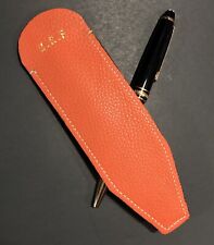 Hermes Orange Color Leather Pen Sleeve Personalize Initials For Mont Blanc picture