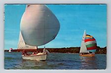 MI-Michigan, Sailing on Michigan Inland Lake, Vintage Souvenir Postcard picture