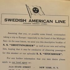 1921 SS Drottningholm Stockholm Local Agents Swedish American Line RMS Virginian picture