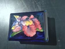 Vintage Signed Moorcroft Pottery England Blue Cigarette Case Jewelry Trinket Box picture