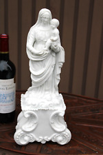 Large antique bisque porcelain madonna child statue religious picture