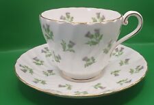 Vintage John Aynsley England Bone China Scottish Thistle Footed Teacup & Saucer  picture