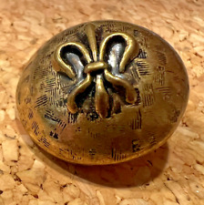 Antique Vintage Brass Fleur de Lis Button Mid-Twentieth Century ~ 7/8