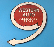 Vintage Western Auto Associate Store Sign - Insurance Porcelain Gas Pump Sign picture