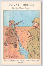 Military Comics~Artist Sgt Dave Breger~WWII~Doesn't Like Water Dripping~Linen PC picture