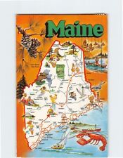 Postcard Maine Map Pine Tree State USA North America picture