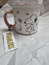 Peanuts Snoopy & Woodstock Pink Butterflies 21 oz Ceramic Mug NWT picture