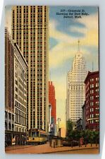 Detroit MI-Michigan, Griswold Street, Trolley, Stott Building Vintage Postcard picture