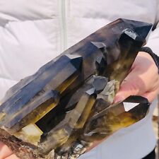 3.17lb Natural Smoked Black Quartz Crystal Cluster Mineral Specimen Healing picture
