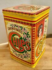 Vintage 1980s Carmichael's Chips Tin with Hinged Lid picture