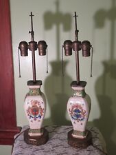 ANTIQUE 1800'S EDME SAMSON France Coat of Arms Amorial Porcelain Vase LAMPS picture