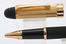Vintage Luxury Textured Matt Black & Lined Gold Plated Ballpoint Pen (Cased) picture