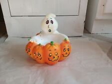 Vintage Halloween Candy Bowl Gemmy Animated Motion Sound Ghost Pumpkin Light Up picture
