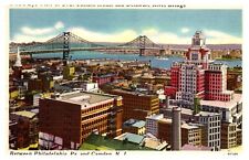 Philadelphia PA US Custom House & Delaware River Bridge Linen Postcard picture