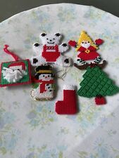 Vintage CHRISTMAS Lot Of 6 Stitched ORNAMENTS picture