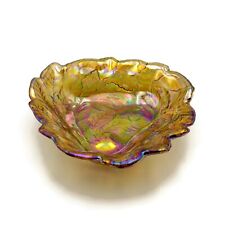 Vintage Indiana Carnival Glass Iridescent Marigold Loganberry Design Candy Dish picture