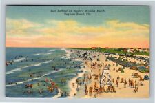 Daytona Beach FL-Florida, Surf Bathing, Life Guard Stand, Cars Vintage Postcard picture