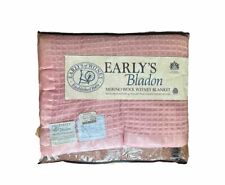 Vintage Early's of Witney England Merino Wool Waffle Blanket Pink 90” New picture
