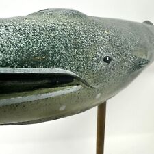 Hand Carved + Painted  Wooden Model Whale Sculpture Maritime Vintage  *UNIQUE* picture