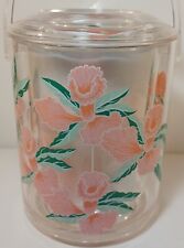 Vtg Culver Acrylic Ice Bucket Pink Orchids Tropical Clear  Floral MCM picture